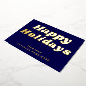 Prettige feestdagen RETRO groovy Blue Gold Busines (Gedraaid)