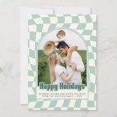 Prettige feestdagen Retro Groovy Checkered Feestdagenkaart (Voorkant)
