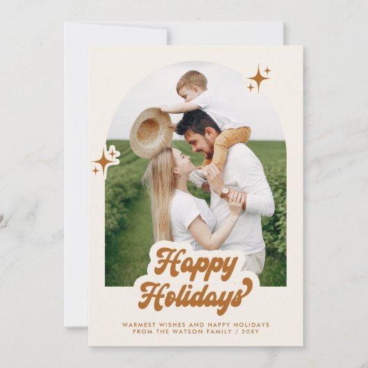 Prettige feestdagen Retro Groovy Feestdagenkaart (Voorkant)