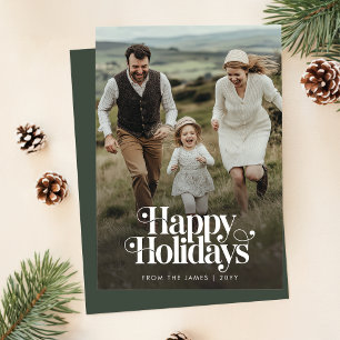 Prettige feestdagen Retro = kerst foto verticaal Feestdagenkaart