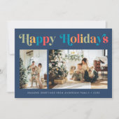 Prettige feestdagen Retro Kleurrijke 2 Foto Kerstm Feestdagenkaart (Voorkant)