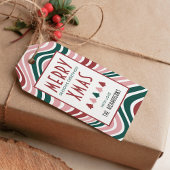 Prettige feestdagen Retro Kleurrijke Groovy Fun Cadeaulabel