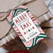 Prettige feestdagen Retro Kleurrijke Groovy Fun Cadeaulabel