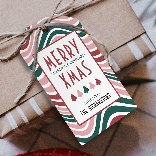 Prettige feestdagen Retro Kleurrijke Groovy Fun Cadeaulabel