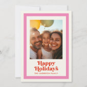 Prettige feestdagen Retro Rainbow? Roze Lijst 1 fo Feestdagenkaart (Voorkant)