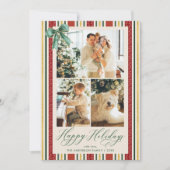 Prettige feestdagen Retro rode gouden strepen boog Feestdagenkaart (Voorkant)