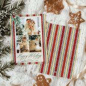 Prettige feestdagen Retro rode gouden strepen boog Feestdagenkaart