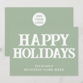 Prettige feestdagen RETRO Sage Green Business Feestdagenkaart (Voorkant / Achterkant)