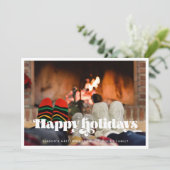  Prettige feestdagen retro script Feestdagenkaart (Staand voorkant)