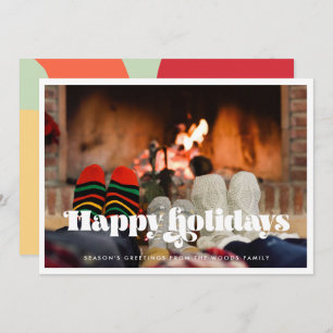  Prettige feestdagen retro script Feestdagenkaart