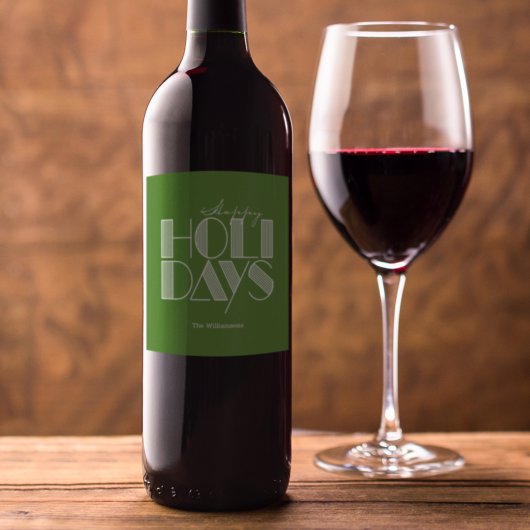 prettige feestdagen Retro Typografie Green Wijn Etiket