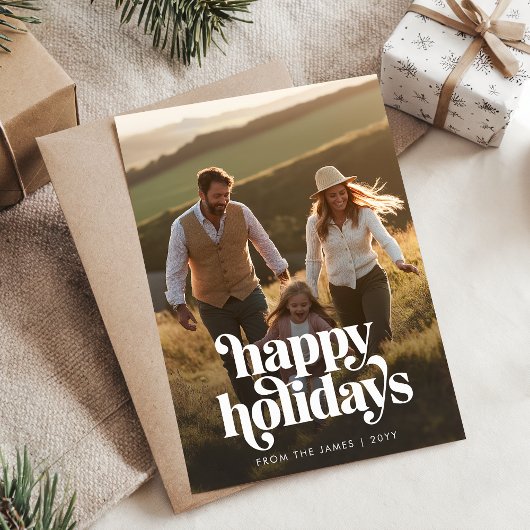 Prettige feestdagen Retro = Verticale kerstfoto Feestdagenkaart