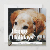 Prettige feestdagen Retro vierkante familiefoto Feestdagenkaart (Voorkant)