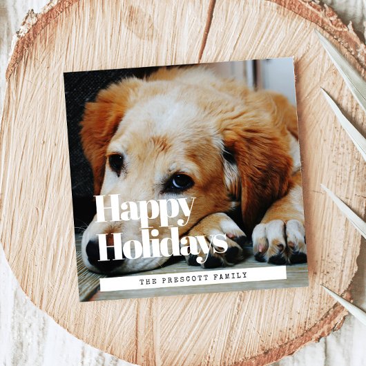 Prettige feestdagen Retro vierkante familiefoto Feestdagenkaart