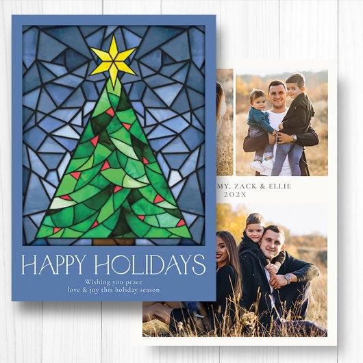 Prettige feestdagen Retrofoto © Dusty Blue Feestdagenkaart