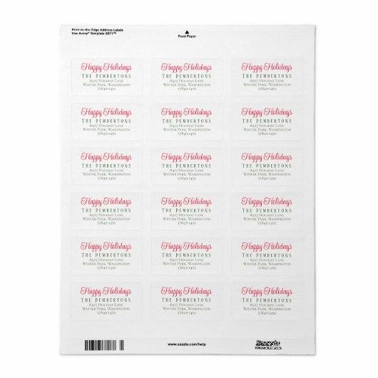 prettige feestdagen Return Address Label (Full Sheet)