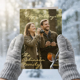 Prettige feestdagen Robin Bird Foto Folie Opgevouw