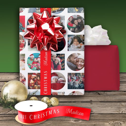 Prettige feestdagen Rode aangepaste naam Satijnen Lint