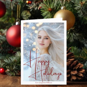 Prettige feestdagen Rode Autograph Celebrity Photo Kaart