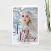 Prettige feestdagen Rode Autograph Celebrity Photo Kaart (Voorkant)