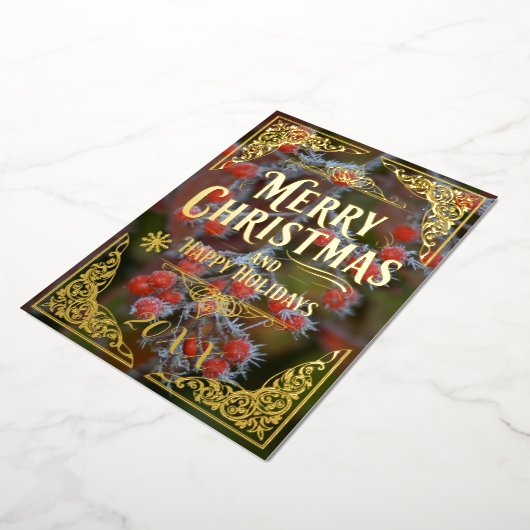 Prettige feestdagen Rode bessen Vrolijk kerstfeest (Gedraaid)