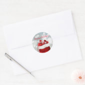 prettige feestdagen, rode Cadeaus Ronde Sticker (Envelop)