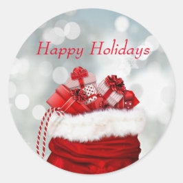 prettige feestdagen, rode Cadeaus Ronde Sticker