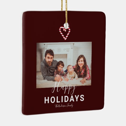 Prettige feestdagen Rode Candy Cane Kerstmis Minim Keramisch Ornament (Rechts)