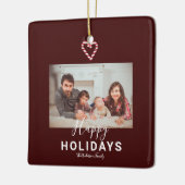 Prettige feestdagen Rode Candy Cane Kerstmis Minim Keramisch Ornament (Links)