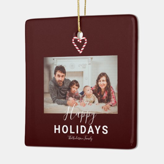 Prettige feestdagen Rode Candy Cane Kerstmis Minim Keramisch Ornament (Links)