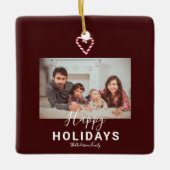 Prettige feestdagen Rode Candy Cane Kerstmis Minim Keramisch Ornament (Voorkant)