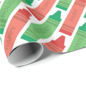prettige feestdagen Rode en Groene Crayons Cadeaupapier (Rol Hoek)