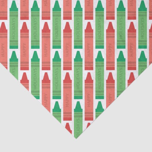 prettige feestdagen Rode en Groene Crayons Tissuepapier (Detail)