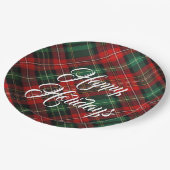 Prettige feestdagen Rode en groene Tartan Plaid Papieren Bordje (Gekanteld)
