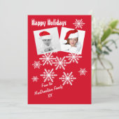 Prettige feestdagen Rode en sneeuwvlokken Feestdagenkaart (Staand voorkant)