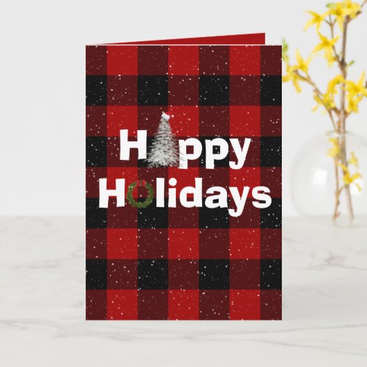 prettige feestdagen rode en zwarte buffelpleister kaart (Gele Bloem)