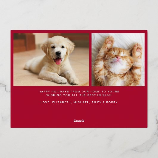 Prettige feestdagen Rode foto Kerstmis (Achterkant)