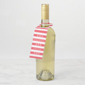 Prettige feestdagen Rode gestreepte sneeuwvlokken  Flessenhanger (Schuin)