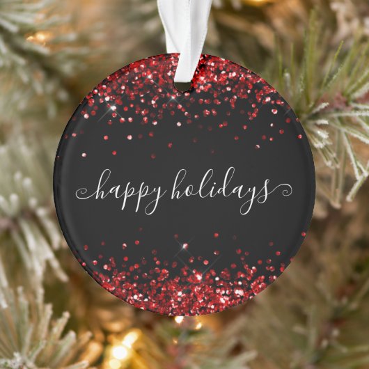 Prettige feestdagen Rode Glitter Sparkle Shine Ornament (Boom)