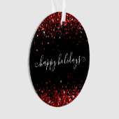 Prettige feestdagen Rode Glitter Sparkle Shine Ornament (voorkant)