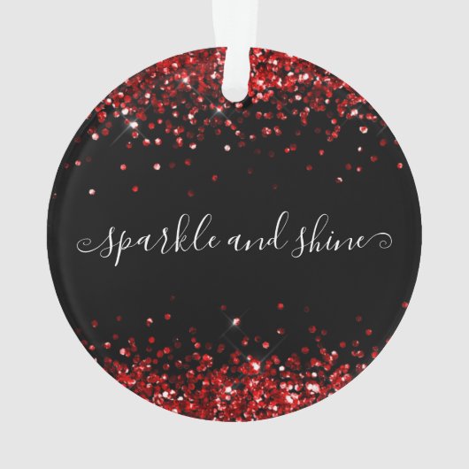 Prettige feestdagen Rode Glitter Sparkle Shine Ornament (achterkant)