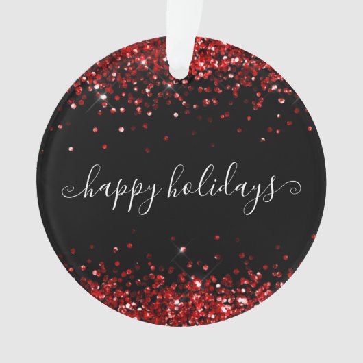 Prettige feestdagen Rode Glitter Sparkle Shine Ornament (voorkant)