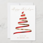 Prettige feestdagen Rode Gouden Boom Foto Feestdagenkaart (Voorkant)