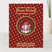 Prettige feestdagen Rode gouden kerstfoto Kaart (Voorkant)