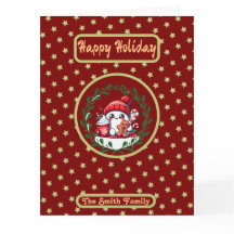 Prettige feestdagen Rode gouden kerstfoto