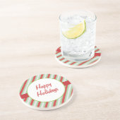 Prettige feestdagen Rode, groene en grijze strepen Zandsteen Onderzetter (Zijkant)