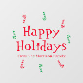 prettige feestdagen rode groene, op maat gemaakte  raamsticker (Vel)