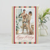  Prettige feestdagen rode groene strepen Feestdagenkaart (Staand voorkant)