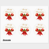 Prettige feestdagen Rode Holly Bow Vrolijk Kerstfe Ronde Sticker (Vel)