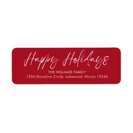 Prettige feestdagen Rode kalligrafie Etiket (Voorkant)